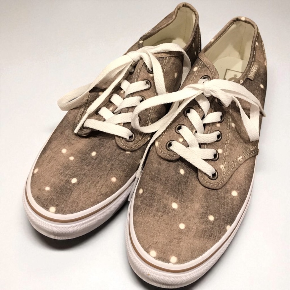 VANS Brown Washed Canvas Polka Dot Skate‎ Board Shoes Women's Size 8.5 NWOB